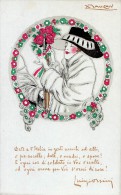 ART DÉCO : FEMME Au CHAPEAU NOIR Et ROSES Sur FUSIL - ILLUSTRATION SIGNÉE : MAUZAN ~ 1914 - ´16 - PROPAGANDA (q-178) - Mauzan, L.A.