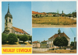 Neuilly-l´Evêque, 3 Vues, L´église, La Plce, La Mairie Et L´école, éd. Mage - Neuilly L'Eveque