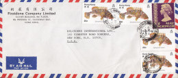 Hong Kong Airmail Par Avion FIRSTDONE COMPANY Ltd., HONG KONG 1981 Cover YONKERS United States 1.30 $ & 4x Fish Stamps - Brieven En Documenten