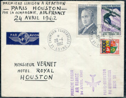 FRANCE - N° 1230A + 1327 + 1329 / LETTRE AVION DE LA LOIRE LE 20/4/1962, 1ére LIAISON PAR BOEING 707, PARIS HOUSTON - TB - Eerste Vluchten