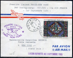 FRANCE - N° 1437 / LETTRE AVION DE PARIS LE 1/9/1965, 1ére LIAISON PAR BOEING CARGO 707-320, PARIS NEW YORK - TB - Primi Voli