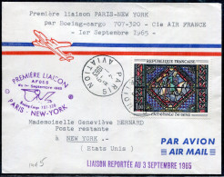 FRANCE - N° 1437 / LETTRE AVION DE PARIS LE 1/9/1965, 1ére LIAISON PAR BOEING CARGO 707-320, PARIS NEW YORK - TB - Premiers Vols