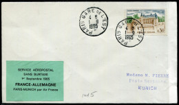 FRANCE - N° 1390 / LETTRE AVION DE PARIS LE 1/9/1965, 1ére LIAISON SANS SURTAXE, PARIS MUNICH - TB - Primi Voli