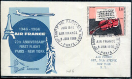 FRANCE - N° 1459 / LETTRE AVION DE PARISLE 8/6/1966, 20 ANS DU 1ére VOL PARIS NEW YORK - TB - Primi Voli