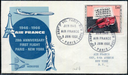 FRANCE - N° 1459 / LETTRE AVION DE PARISLE 8/6/1966, 20 ANS DU 1ére VOL PARIS NEW YORK - TB - Premiers Vols