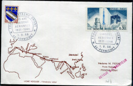 FRANCE - N° 1353 + 1464 / LETTRE AVION DU PORNICHET LE 1/8/1966, 35 ANS DE LIAISON FRANCE EXTREME ORIENT - TB - Eerste Vluchten