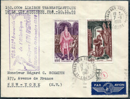 FRANCE - N° 1496 + 1497 / LETTRE AVION DE LA LOIRE LE 7/11/1966, 150000 éme TRAVERSÉE DE L'ATLANTIQUE PAR PAN AM - TB - Primi Voli