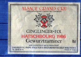 GEWURZTRAMINER -  Grand  Cru -  (Etiquette Collée Sur Feuille D´expo) - Gewurztraminer