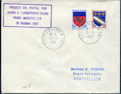 FRANCE - N° 1353 + 1510 / LETTRE AVION D'ORLY LE 30/10/1967, 1ére VOL PAR TURBOPROPULSEURS PARIS MONTPELLIER - TB - First Flight Covers