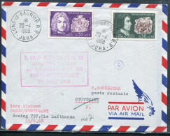 FRANCE - N° 1550 + 1551 / LETTRE AVION DE LONS LE 20/4/1968, 1ére VOL LUFTHANSA PAR BOEING 737 PARIS STUTTGART - TB - Eerste Vluchten