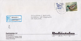 Iceland RADÍÓSTOFAN Registered Einschreiben REYKJAVIK Label 1989 Cover Brief Bird Vogel Oiseau Stamps - Covers & Documents