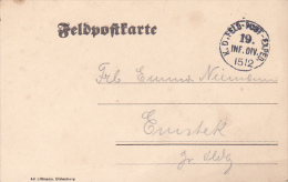 FELDPOFTKARTE, K.D. FELDPOSTEXPEDITION,  INF. DIV. 1512, 1914, WW1 - WW1