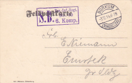 FELDPOFTKARTE, BORKUM, NORDSEEBAD, S.B. RES- INF.-REGT., 1914, WW1 - Guerre Mondiale (Première)