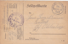 FELDPOFTKARTE,  FELDPOSEXP. RESERVE DIV. 215., 1915, WW1 - Guerre Mondiale (Première)