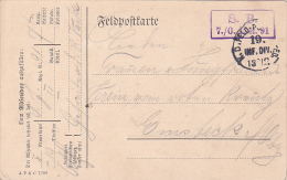 FELDPOFTKARTE, K.D. FELDPOSTEXPEDITION, 19 INF. DIV., S.B. 7/0 I.R.  1912, WW1 - WW1