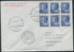 1971 Luxembourg Spain Luxair First Flight Cover - Gerona - Covers & Documents