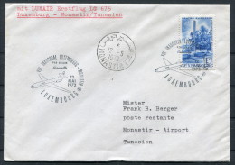 1972 Luxembourg Luxair First Flight Cover - Monastir Tunis - Storia Postale