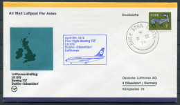 1974 Eire Dublin - Dusseldorf Lufthansa Boeing 737 First Flight Cover - Luftpost