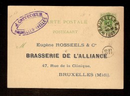 Postkaart Van Nr. 45  Verstuurd In BRUXELLES 5 Naar BRUXELLES (MIDI) Dd. 12/4/1887 Met CENSUUR ! - 1869-1888 Lion Couché (Liegender Löwe)