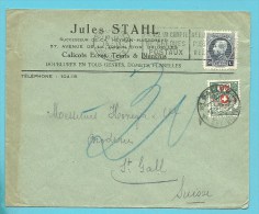 211 Op Brief Met Stempel BRUXELLES Naar ST-GALL (Suisse), Getaxeerd (taxe) Met "30" Zwitserse Strafportzegel !!! - 1921-1925 Piccolo Montenez