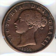 MONNAIE ANGLAISE   VICTORIA  JEUNE 1855 #  1/2  HALF DEMI PENNY # - Altri & Non Classificati