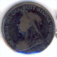MONNAIE ANGLAISE   VICTORIA  BUSTE AGE  1901 #  1/2  HALF DEMI PENNY # - Other & Unclassified