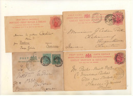 GRANDE-BRETAGNE - 4 Entiers Postaux Différents Destination France En 1895, 1901, 1902 Et 1905 - Material Postal