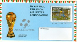GUYANA Unused Aerogramme With Perforated Stamp With Overprint ITALIA 90 In Silver - 1990 – Italien