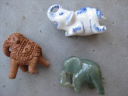 éléphans Miniatures : Porcelaine, Terre Cuite Et Pierre Polie  & - Animales