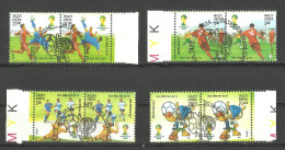 INDIA, 2014, Football World Cup, Soccer, Set 4 V, USED PAIRS, First Day Cancelled. - Usados