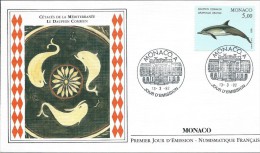 ZMonFDC12 - MONACO 1992 - La Belle  ENVELOPPE  FDC  'PREMIER JOUR'  --  FAUNE  :  Cétacés De La Méditerranée  :  Dauphin - Cartas & Documentos