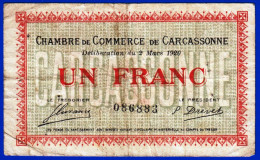 BON - BILLET- MONNAIE - 1 FRANC CHAMBRE DE COMMERCE DE CARCASSONNE 11000 AUDE N° 086883 - Chamber Of Commerce