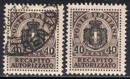 ITALIA - LUOGOTENENZA  - OVP. RECAPITO Autoriz.  - Mint+used - 1945 - Servicio Privado Autorizado