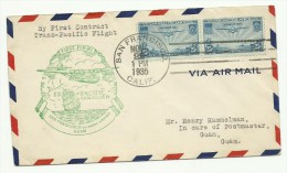 Transpacific Air Mail, Lettre De San Francisco à Guam Nov 22 1935 - 1c. 1918-1940 Brieven