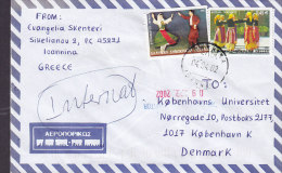 Greece Airmail Par Avion IOANNINA 2002 Cover Lettera To Denmark Griechische Tänze Greek Dance 2 Stamps - Covers & Documents