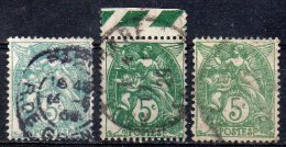 France ; 1900 ; N°Y : 111 X 3 ; Ob , 3 Teintes  ,   ; Type Blanc ;  Cote Y:     E. - 1900-29 Blanc