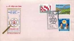 1984  Première Exposition Philatélique Inter-écoles  Enveloppe Souvenir - Nepal