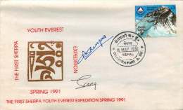 1991  Première Expédition Des Jeunes Sherpa Printemps 1991  Enveloppe Souvenir Signée - Nepal