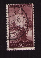 Timbre Oblitéré Italie, Démocratie, 50 Lire, Garrasi, 1945 - Used