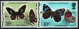 BELIZE: Papillons  **  2 Valeurs Papillons Surchargées (BELIZE DEFENCY FORCE 1° JANUARY 1978.  Neuf Sans Charniere (MNH) - Schmetterlinge