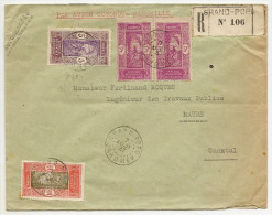 Lettre Recomandée De Grand POPO Par Avion Cotonou Marseille  Du 7 08 1937 Pour Le Cantal - Storia Postale