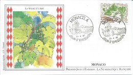 ZMonFDC34 - MONACO 1992  --  LA  Belle  ENVELOPPE  FDC  'PREMIER JOUR'  Du  23 04 1987  --  DÉFINITION  DE  LA  VIGNE - Briefe U. Dokumente