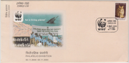 India  2004  Dolfin  Cat  WWF  New Delhi  Special Cover # # 56320  Inde Indien - Storia Postale