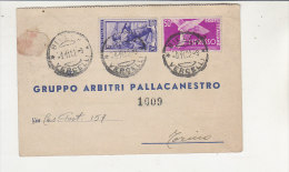 A2770 - Cartolina Post. GRUPPO ARBITRI PALLACANESTRO - GARA AMICHEVOLE LIBERTAS VERCELLI-G.S.RIV  VG Biella 03-11-1952 - Altri & Non Classificati