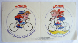 2 TRES RARES AUTOCOLLANT (S) BONUX - BONUX BOY - Bercovici 1982 LA LESSIVE DU TOUR DE FRANCE (lot 1) - Stickers