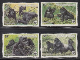 Rwanda MNH Scott #1208-#1211 Set Of 4 Gorilla Gorilla Beringei - WWF - 30fr Has Gum Disturbed - Nuevos