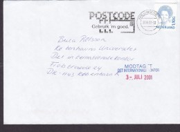 Netherlands Slogan "Postcode Gebruik'm Goed" NIEUWEGEN 2001 Cover Brief To Denmark 2-Sided Perf. Beatrix Stamp - Briefe U. Dokumente