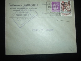 LETTRE TP PAIX 40C+ VIGNETTE CONTRE LA TUBERCULOSE 1936 OBL.DAGUIN ? 37 VERDUN (55 MEUSE) + LAHAIVILLE GARAGE AUTOMOBILE - Briefe U. Dokumente