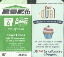 * Tiket - Biglietto Bus ATB Bergamo - Tariffa A, Vale 75' Dalla Convalida - Europa