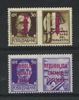 REPUBBLICA SOCIALE - 1944 PROPAGANDA DI GUERRA TIRATURA DI FIRENZE - SOLO 2 VALORI DELLA SERIE 37/48 NUOVI ** MNH - RARI - Kriegspropaganda